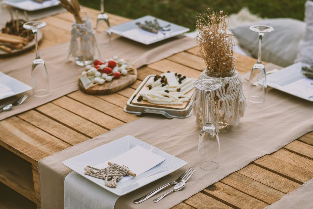 wine table preparation at napa