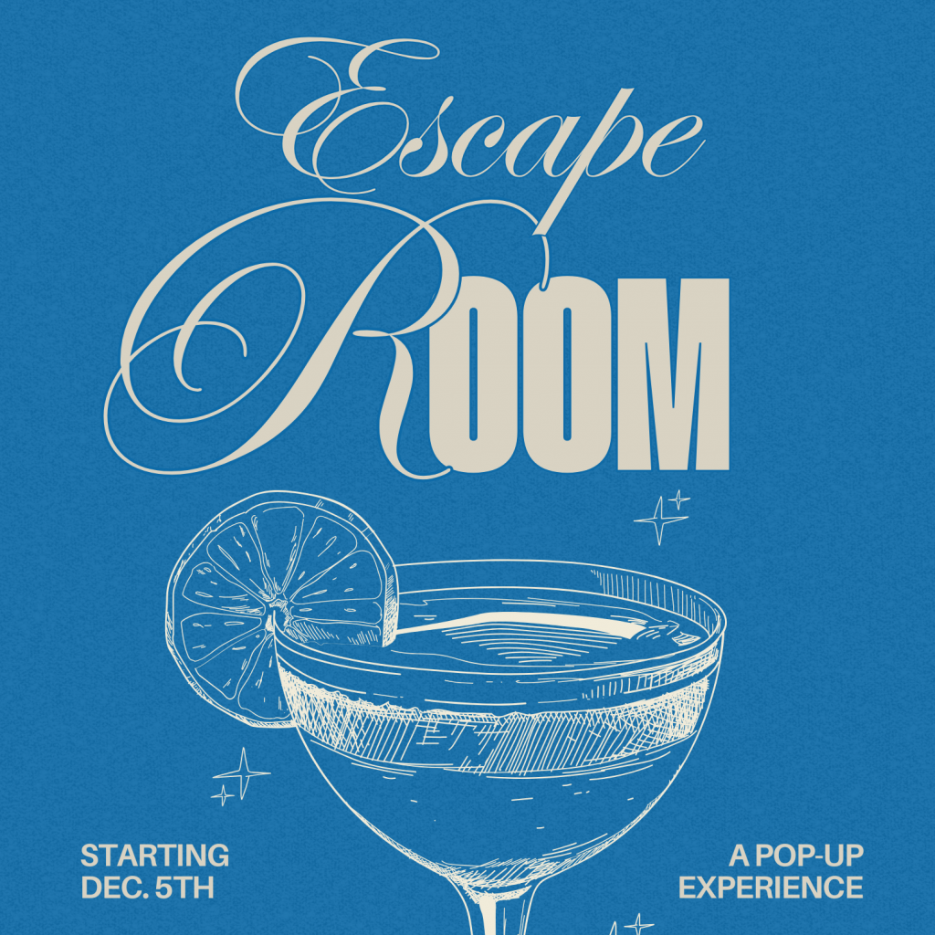 Blue Retro Cocktail Party Invitation Flyer